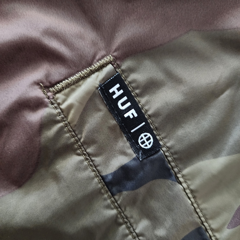 HUF Camo Coaches Jacket, Youth Size Medium, GUC - Woodland Camo - Picture 4 of 8